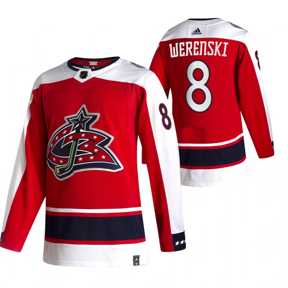 2021 Adidias Columbus Blue Jackets #8 Zach Werenski Red Men Reverse Retro Alternate NHL Jersey->carolina hurricanes->NHL Jersey
